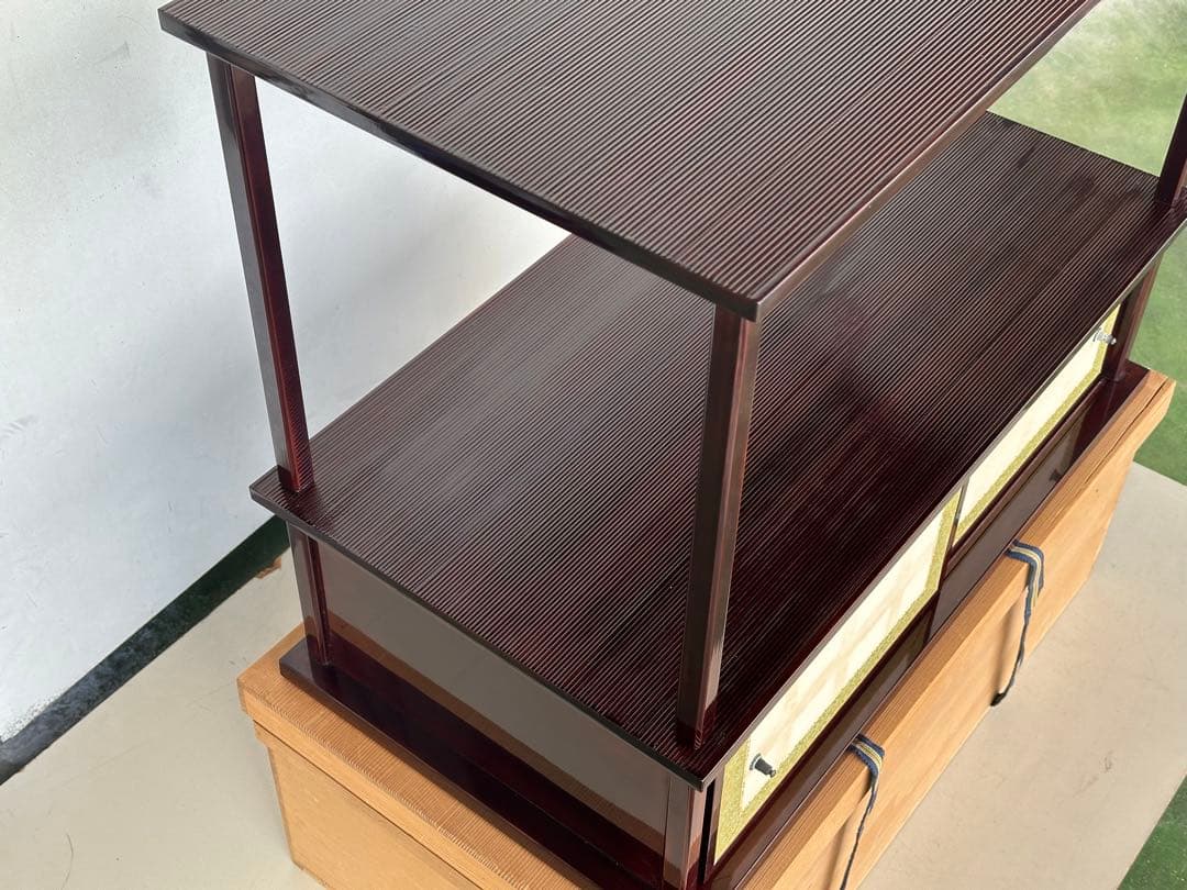 a454 送料無料 組立式 木製 紹鴎棚 塗師 八木祥雅作 漆器 共箱