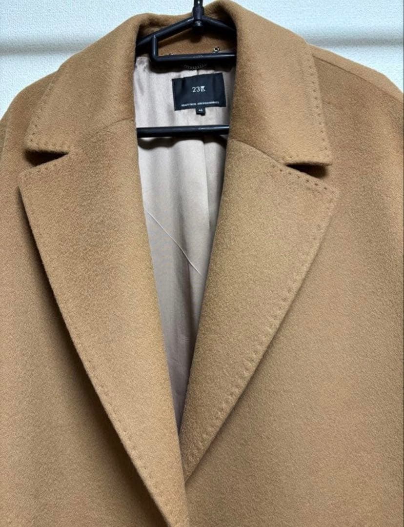 【美品】23区 ロングコート カシミヤ混 46