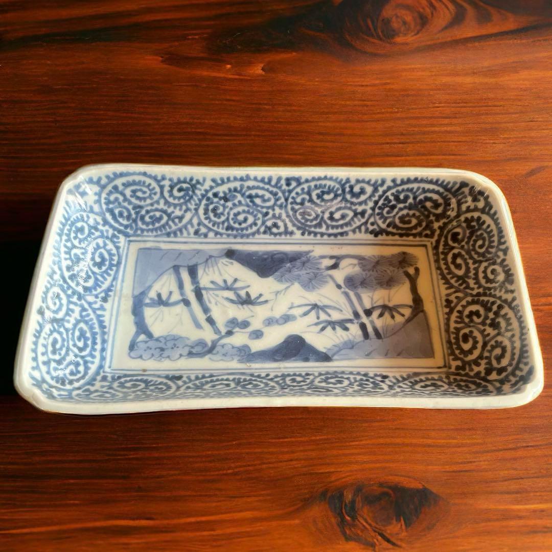 江戸時代【富貴長春】骨董品 アンティ ーク⭐️ 蛸唐草 古伊万里 長皿 レトロ