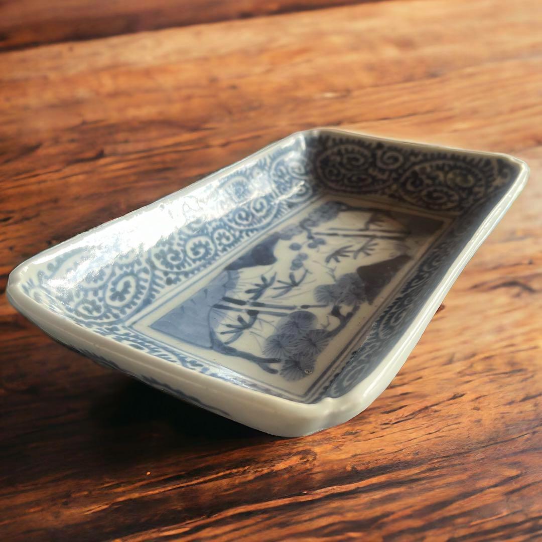 江戸時代【富貴長春】骨董品 アンティ ーク⭐️ 蛸唐草 古伊万里 長皿 レトロ