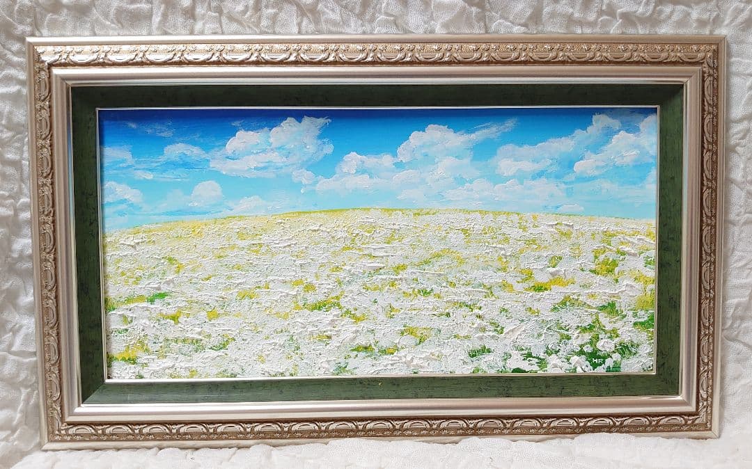 油絵 絵画【白いお花畑】