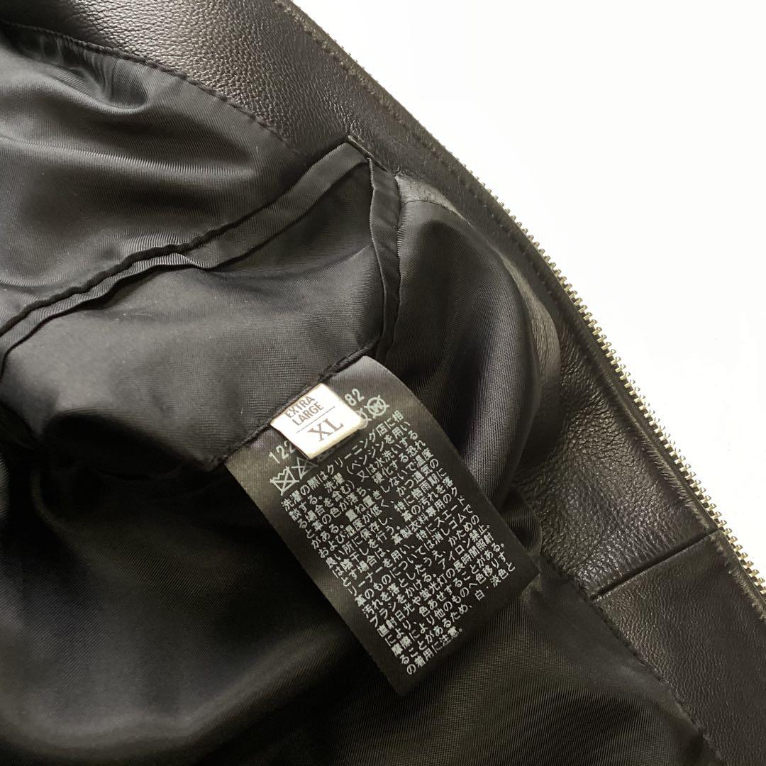 B&Y ラムレザー シングルライダースジャケット ブラック XL