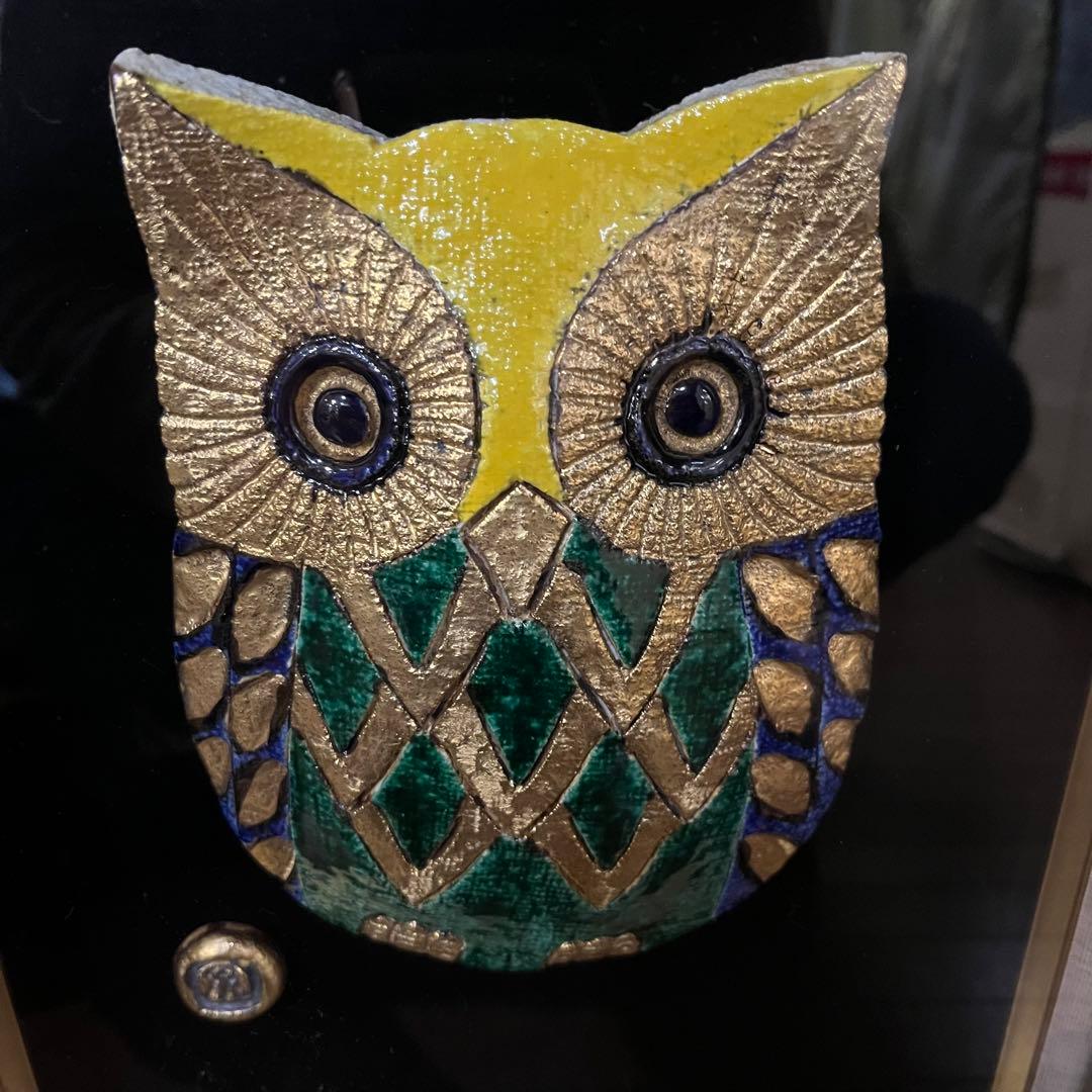 【アンティーク】額装 額縁 女神ミネルヴァ オリエント 福来郎 フクロウ 縁起物