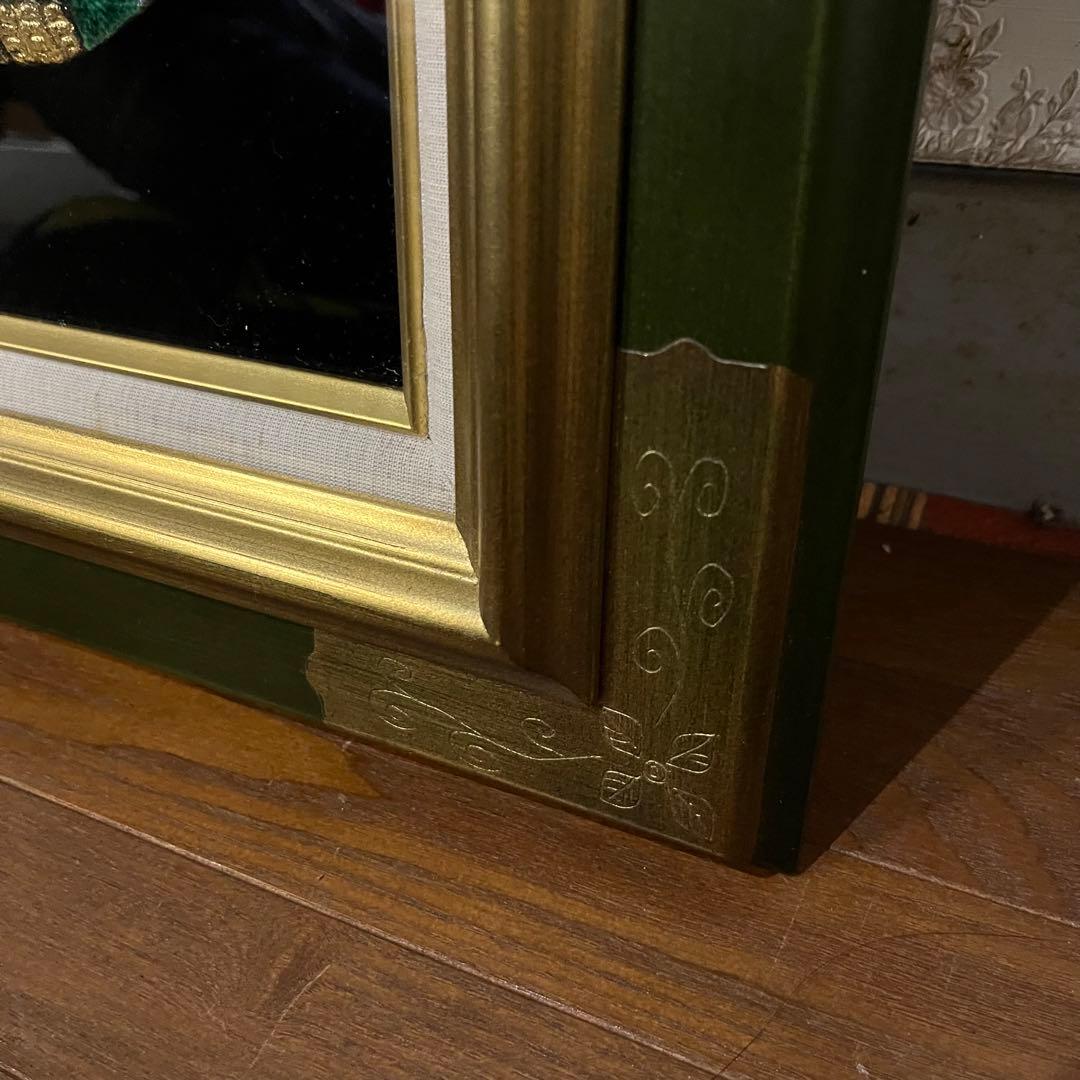 【アンティーク】額装 額縁 女神ミネルヴァ オリエント 福来郎 フクロウ 縁起物