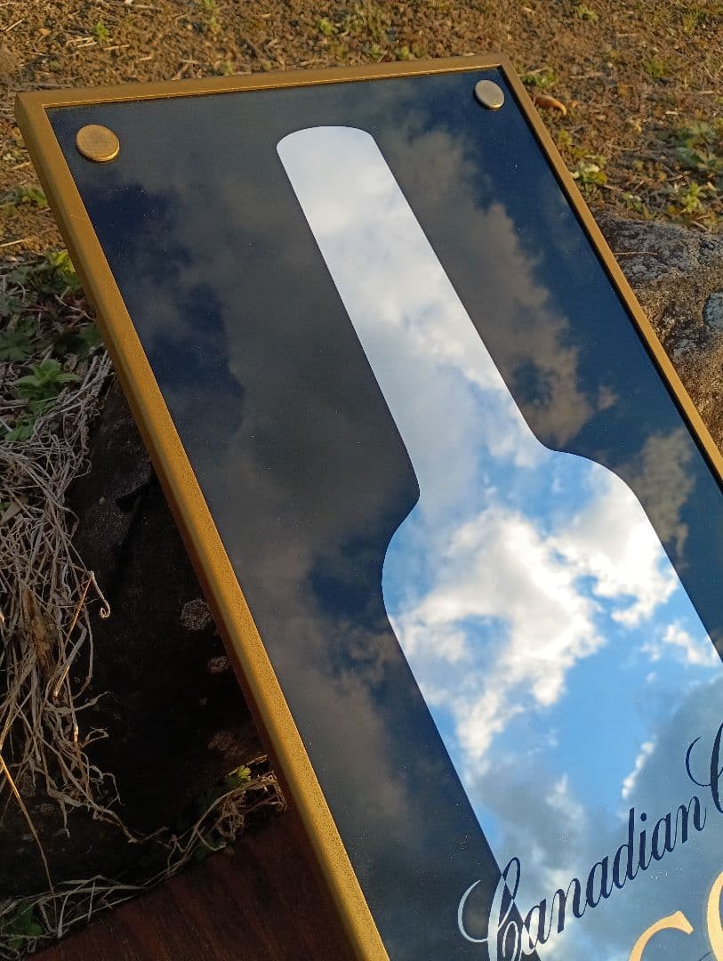 非売品　ヴィンテージ　パブミラー　カナディアンクラブ ゴールド　金属　C.C.