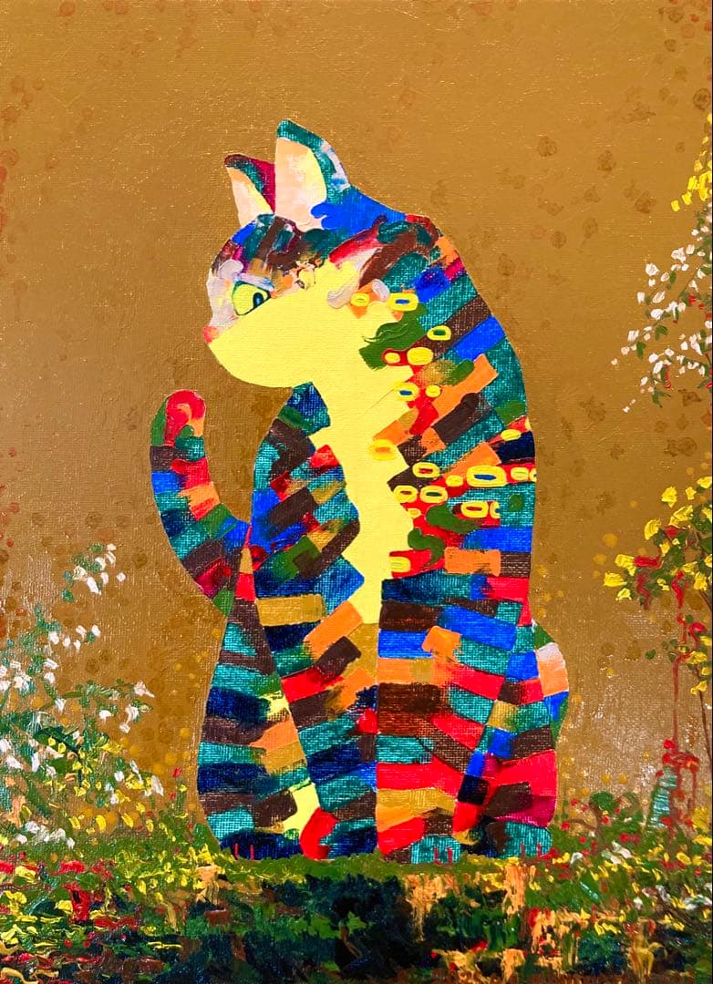 油絵　ネコ
