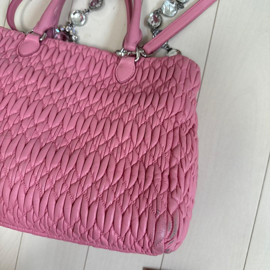 miu miu★ナッパクリスタル★バックピンク　マテラッセ