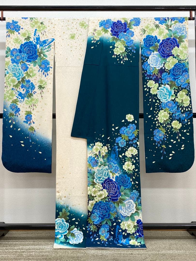 振袖 豪華 銀通し 刺繍 金彩 紋意匠 身丈168cm パールトーン加工済