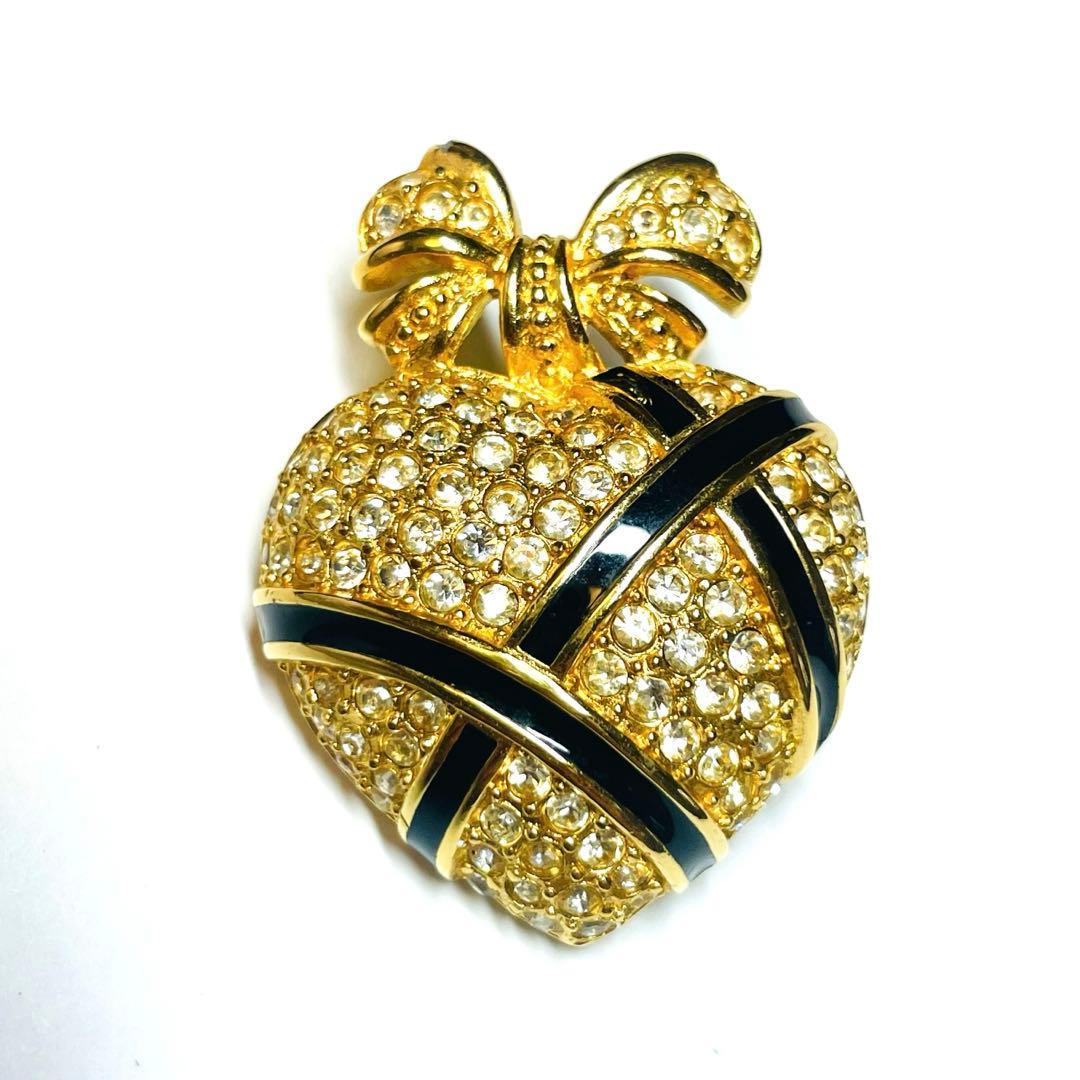 美品　希少デザイン　Christian Dior ブローチ　苺　ラインストーン