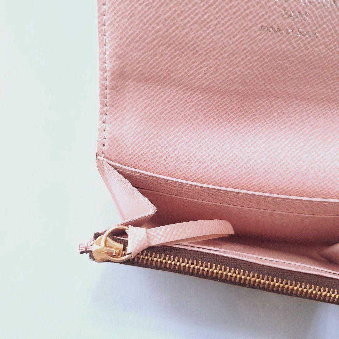 ルイヴィトン ポルトモネロザリ ダミエ 折り財布 ローズバレリーヌ