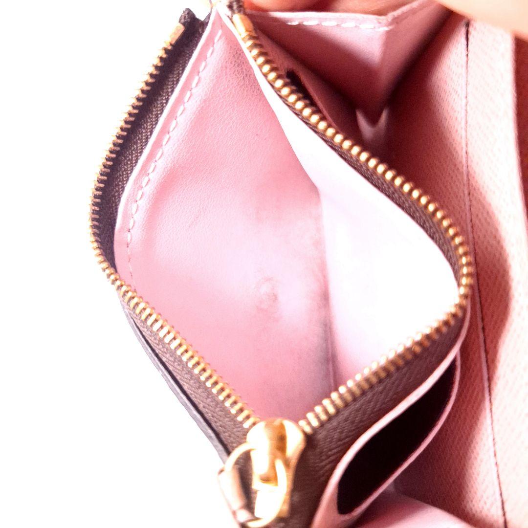 ルイヴィトン ポルトモネロザリ ダミエ 折り財布 ローズバレリーヌ