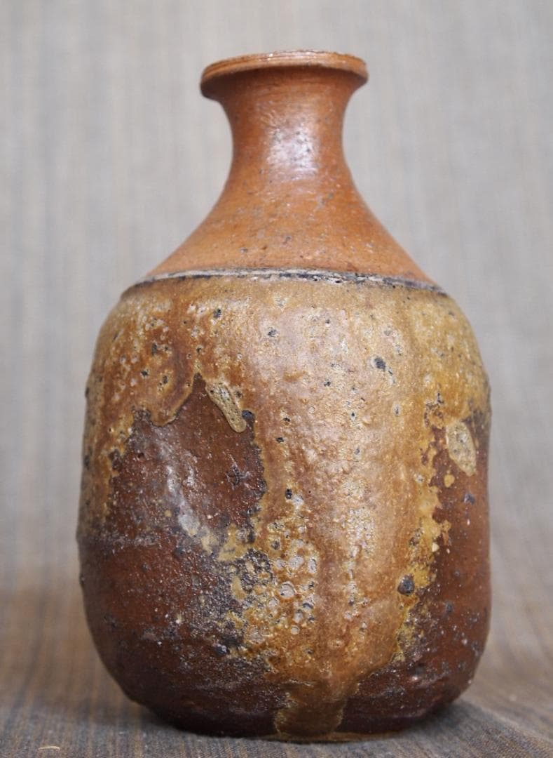 人気作家★森本良信【師：安倍安人】★備前【窯変蕪】徳利★共箱・布・栞