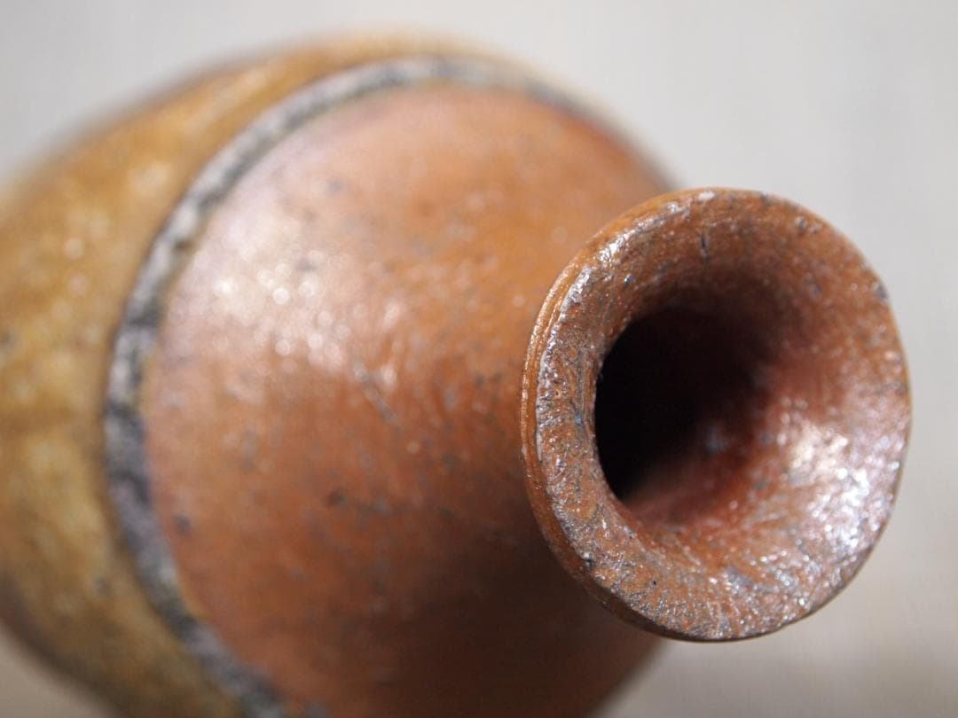 人気作家★森本良信【師：安倍安人】★備前【窯変蕪】徳利★共箱・布・栞