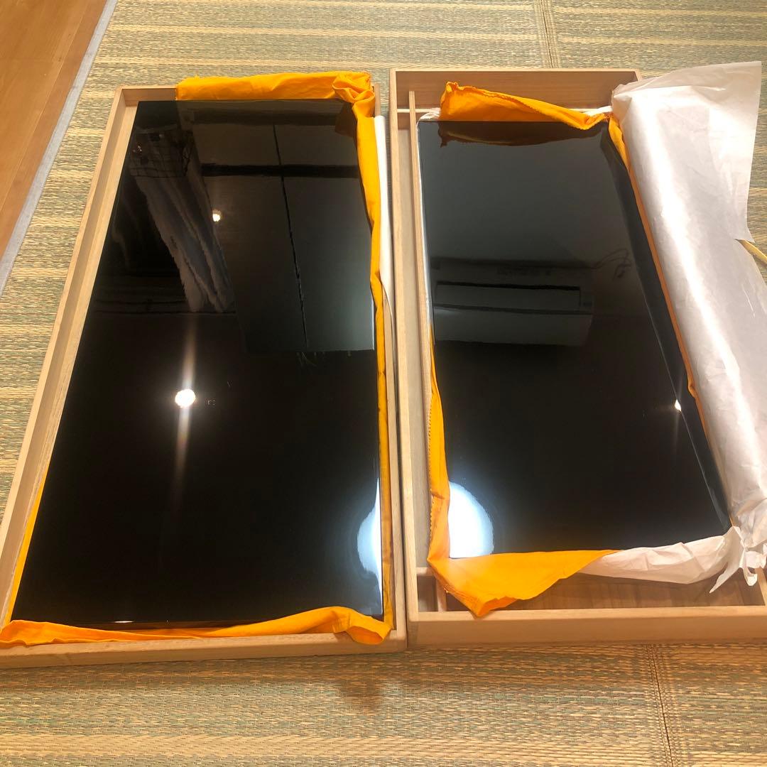 輪島塗 豪秀作 茶道具 黒真塗 長板 炉用 風炉用 壱双 真一双 共箱共布 美品