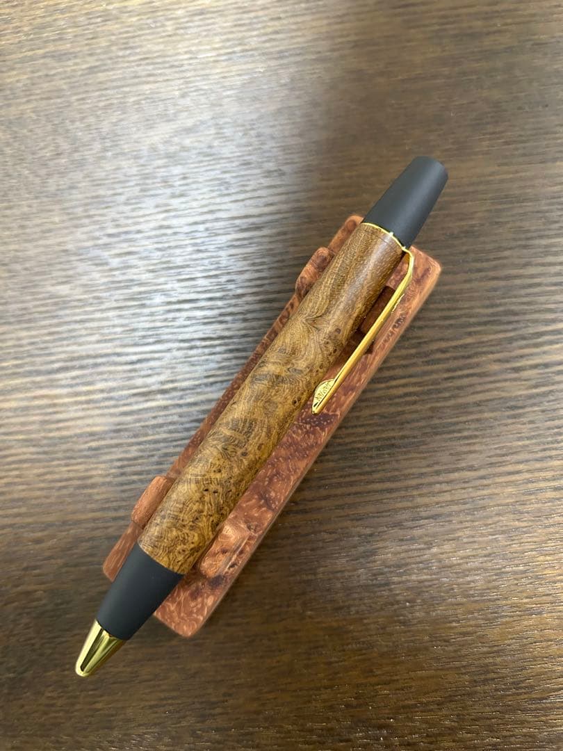 野原工芸 特上チーク瘤 ロータリー SANZO金クリップ 新品未使用 ボールペン