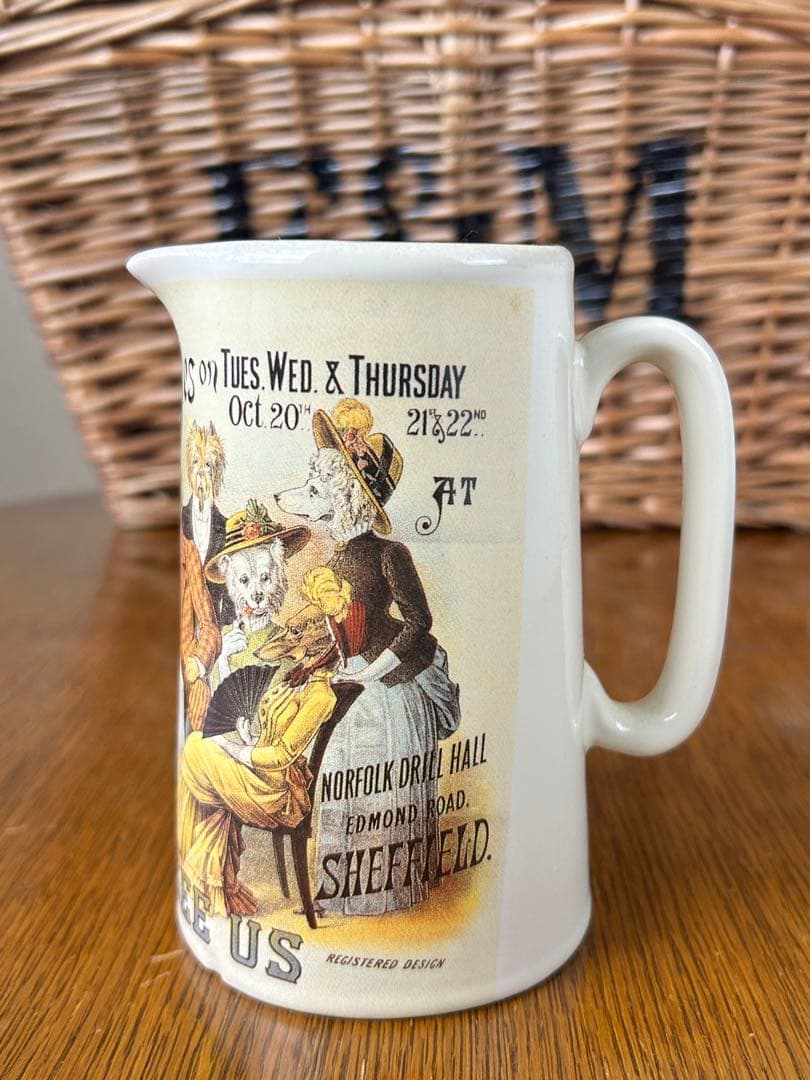 英国ヴィンテージ　スタッフォードシャーポタリー　ドッグショー　犬　ジャグ　水差し