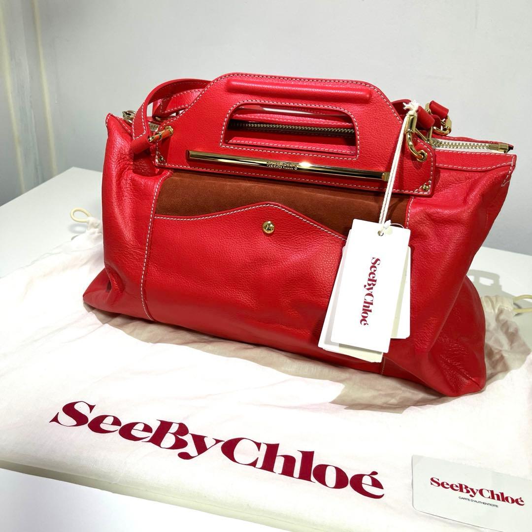 【F】未使用タグ付き！シーバイクロエ　see by chloe バッグ　赤