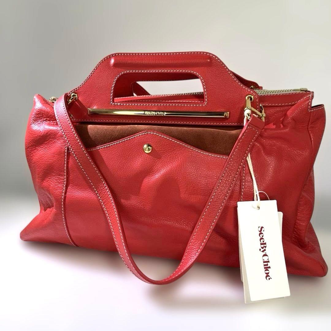 【F】未使用タグ付き！シーバイクロエ　see by chloe バッグ　赤