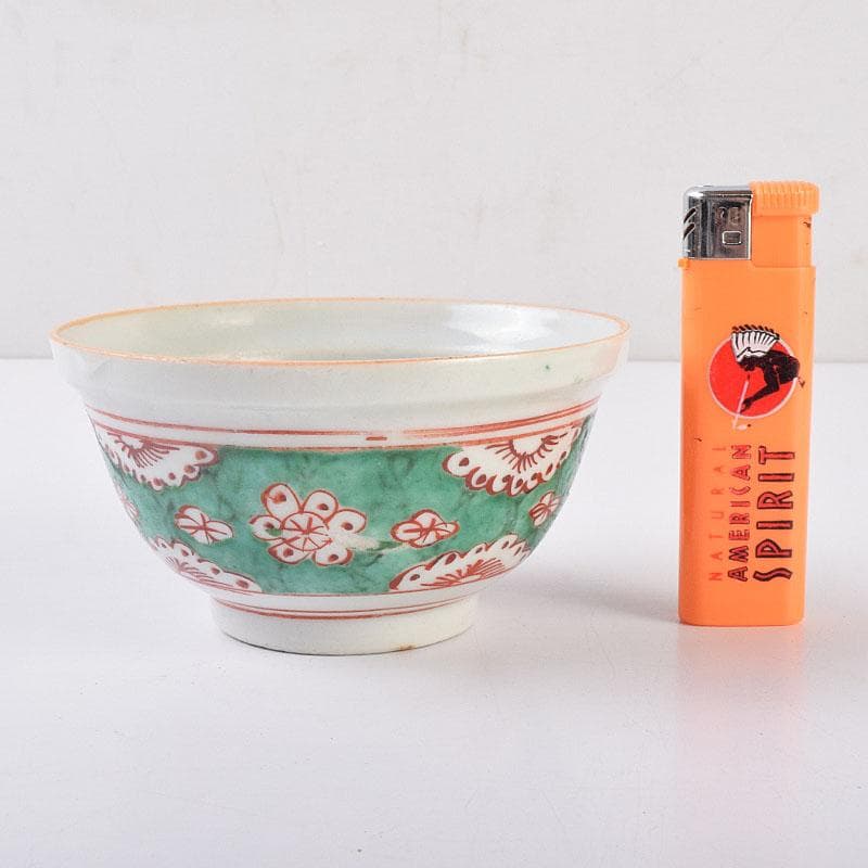 中国　南京赤絵　梅文　煎茶碗　五客　時代箱　V　R9030