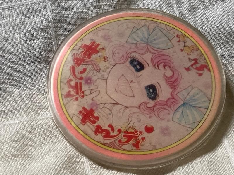 【超希少・昭和当時物】キャンディキャンディ プラスチック製バッジ ピンクの縁