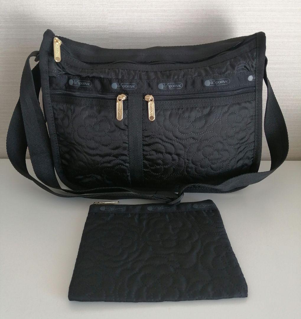 レスポートサック　ショルダーバッグ　ブラック　パフィーブロッサムズ