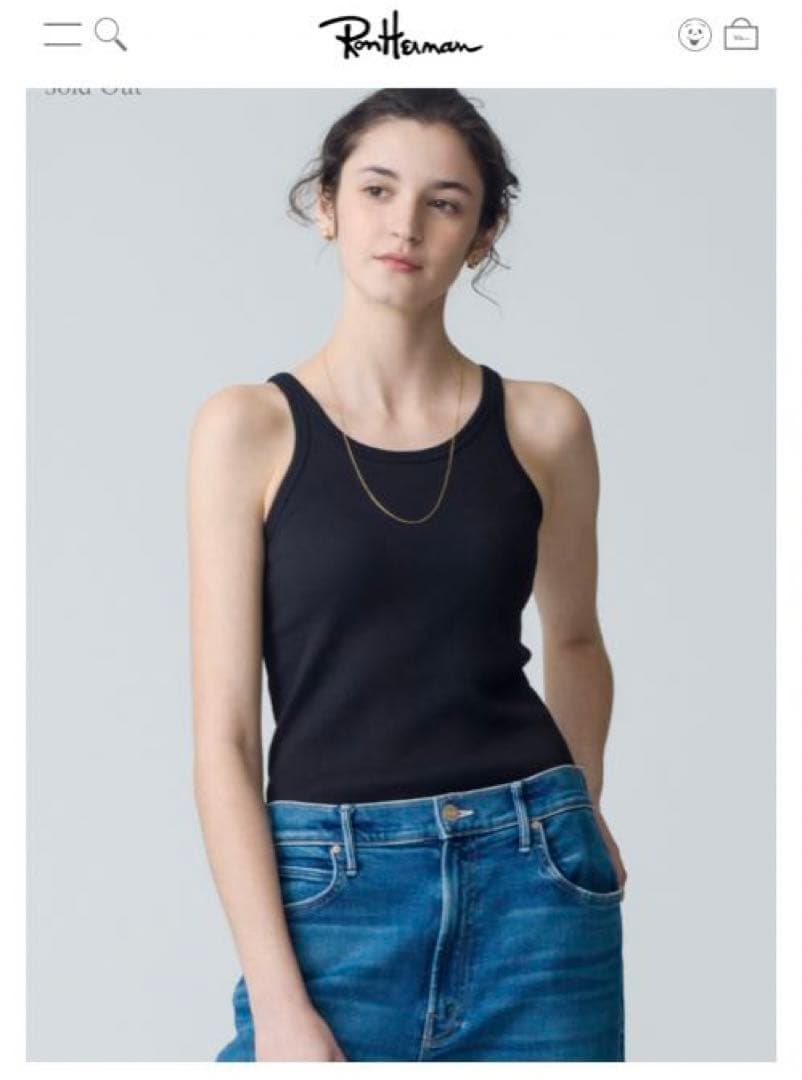 ロンハーマン別注　カップイン アメリカンスリーブ タンクトップ（ブラック）