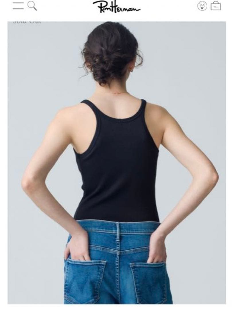 ロンハーマン別注　カップイン アメリカンスリーブ タンクトップ（ブラック）