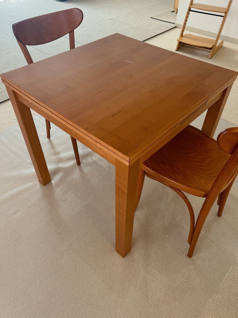 木目調 伸縮可能 ダイニングテーブル