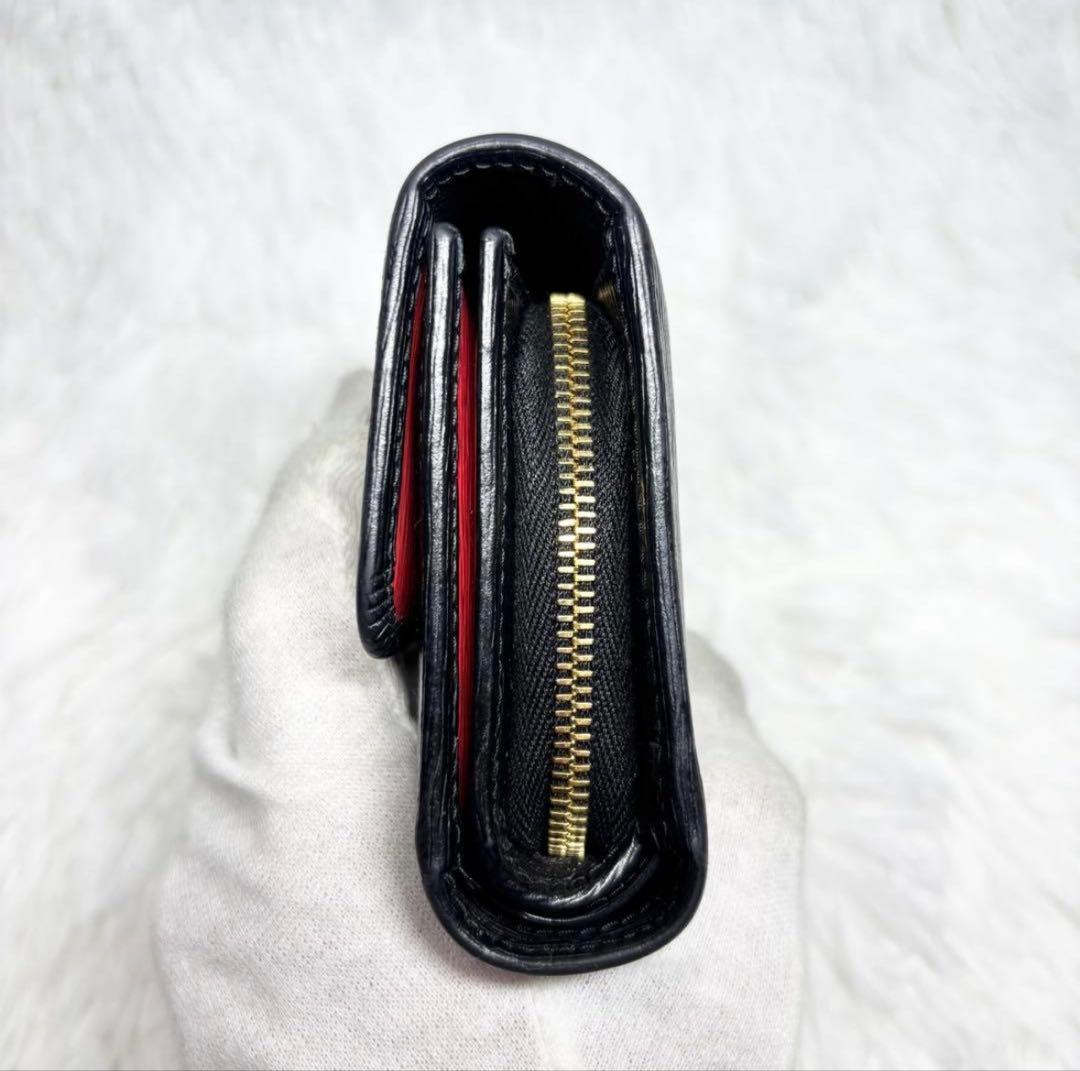 marine♡　三つ折り財布 ヴィッテロムーブ バイカラー 金ロゴ 赤 黒