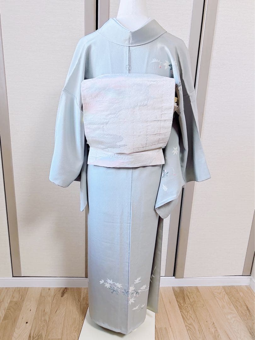 難有　正絹　訪問着　フルセット　裄66 67 L M 卒業式　入学式　袋帯