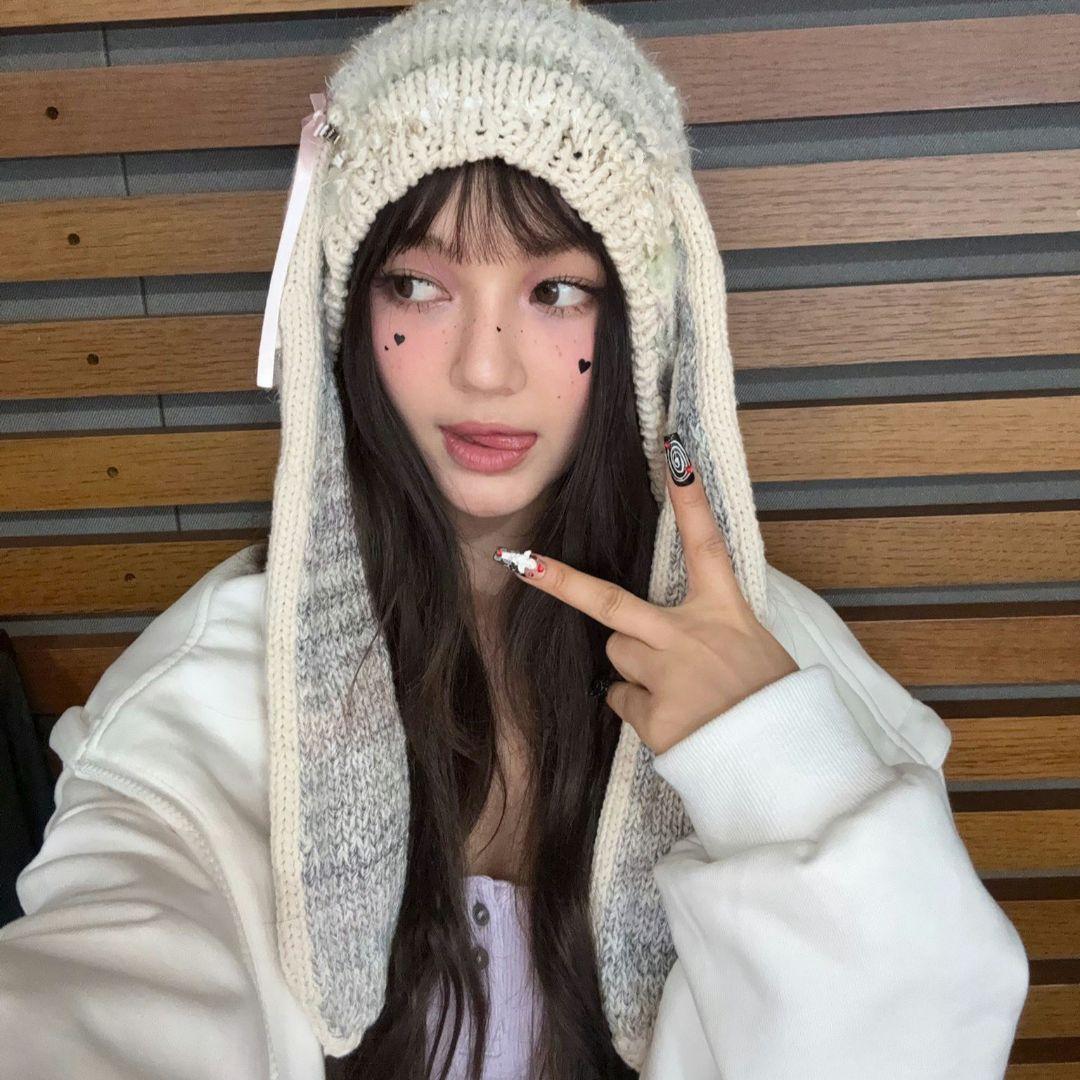 rurumu:　ウサミミ　ニットキャップ　ニット帽　ニュージーンズ　ダニエル着用