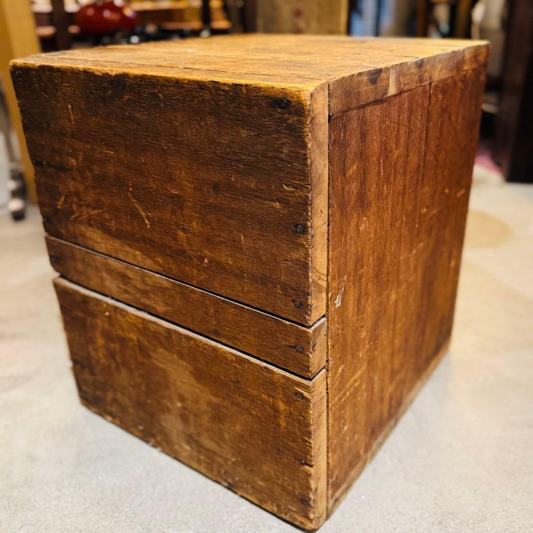 古家具 アンティーク 木製 二段チェスト レターボックス風 引き出し収納