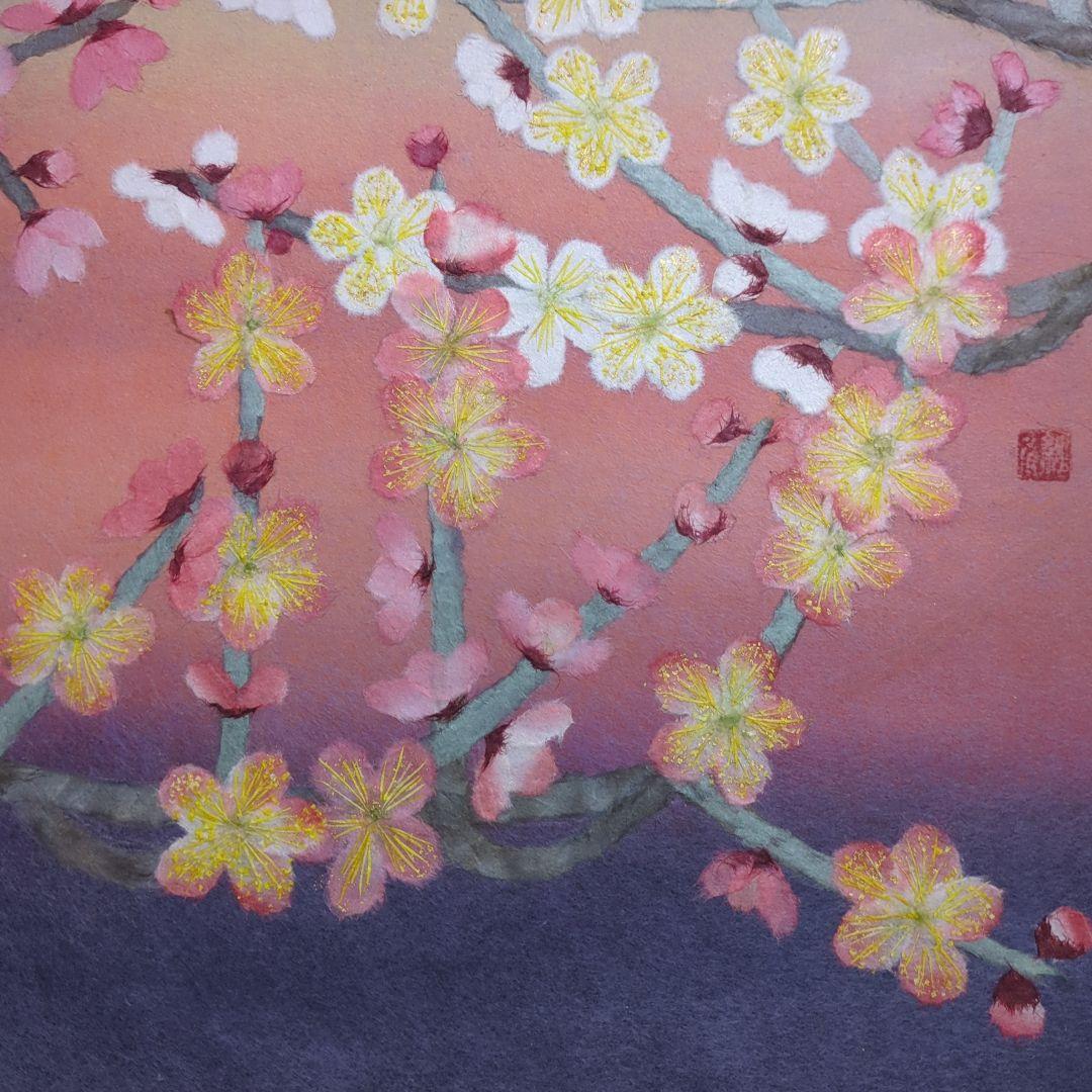 【縁起物】【ちぎり絵】「紅梅・白梅」(P 10サイズ)　暮らしに彩りを