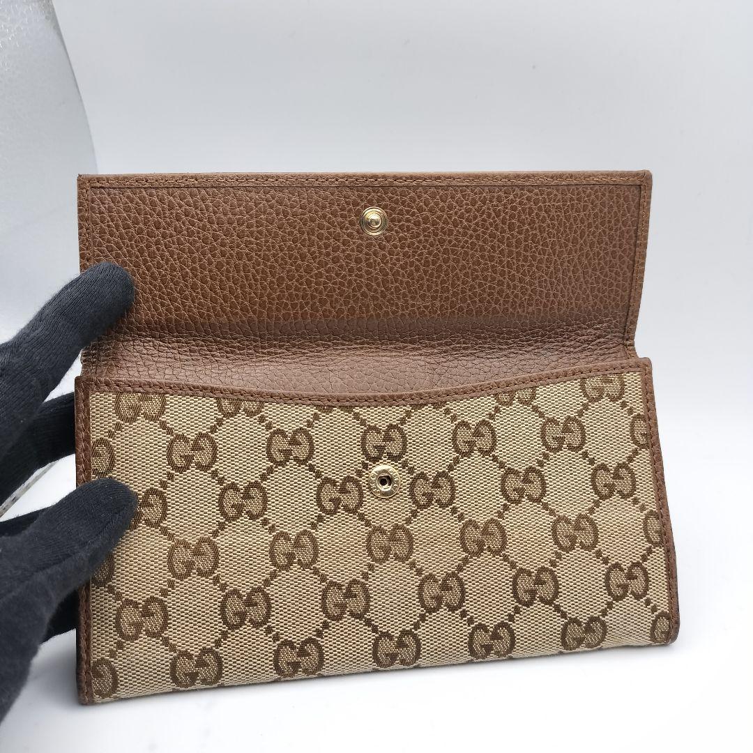グッチ　長財布　財布　ウォレット　GGキャンバス　ブラウン