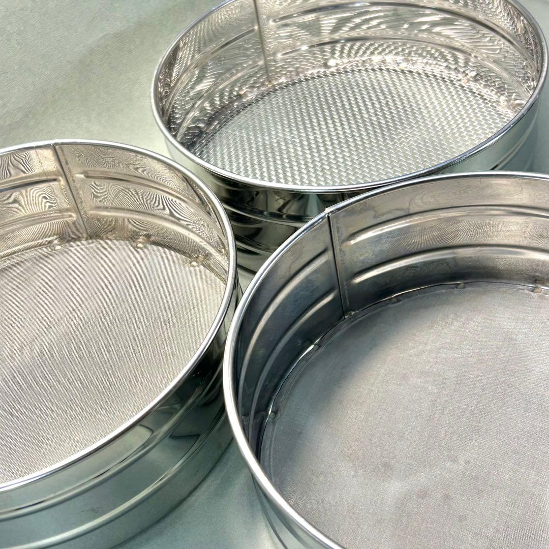 灰篩　3個セット　『六方式灰篩　細目　中目　荒目』　ステンレス製　茶道具　工芸品