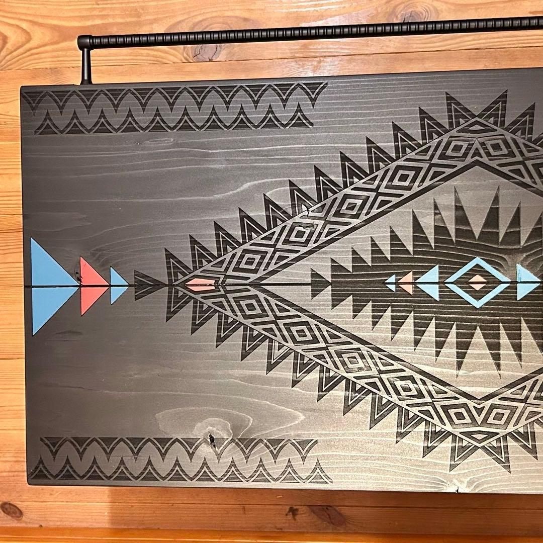 No.565 アイアンローテーブル オルテガテーブル　ネイティブ柄