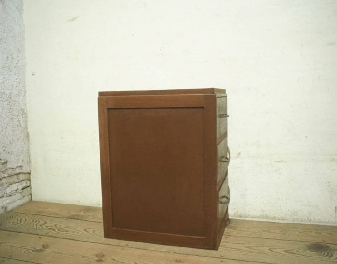 1109 ヴィンテージ　ラワンの袖机　サイドテーブル　収納棚　引き出し　レトロ