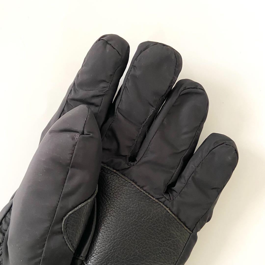 極美品　prada sport globe 耐久良　鹿レザー切り替え　中綿手袋