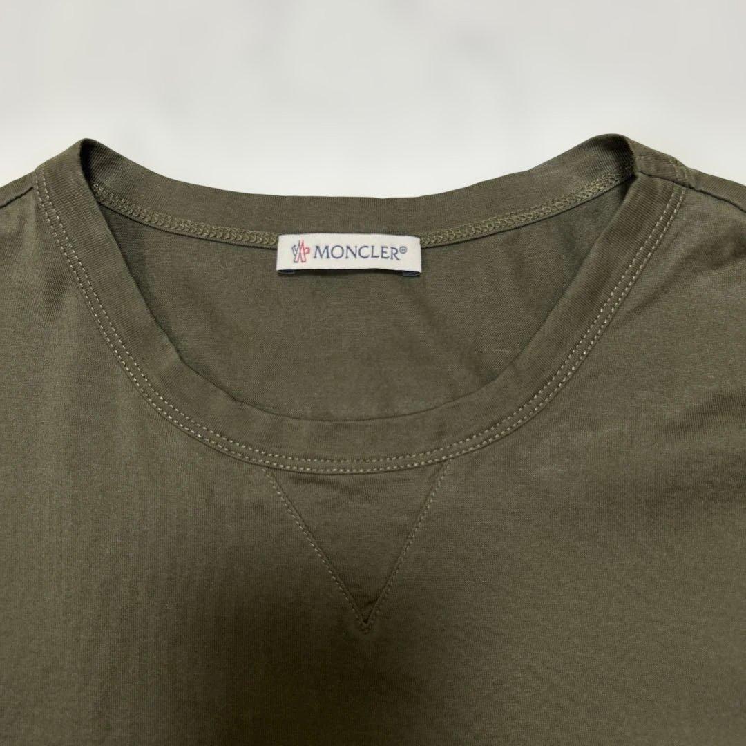 【美品】MONCLER カーキ　ダブルワッペン　Tシャツ Lサイズ