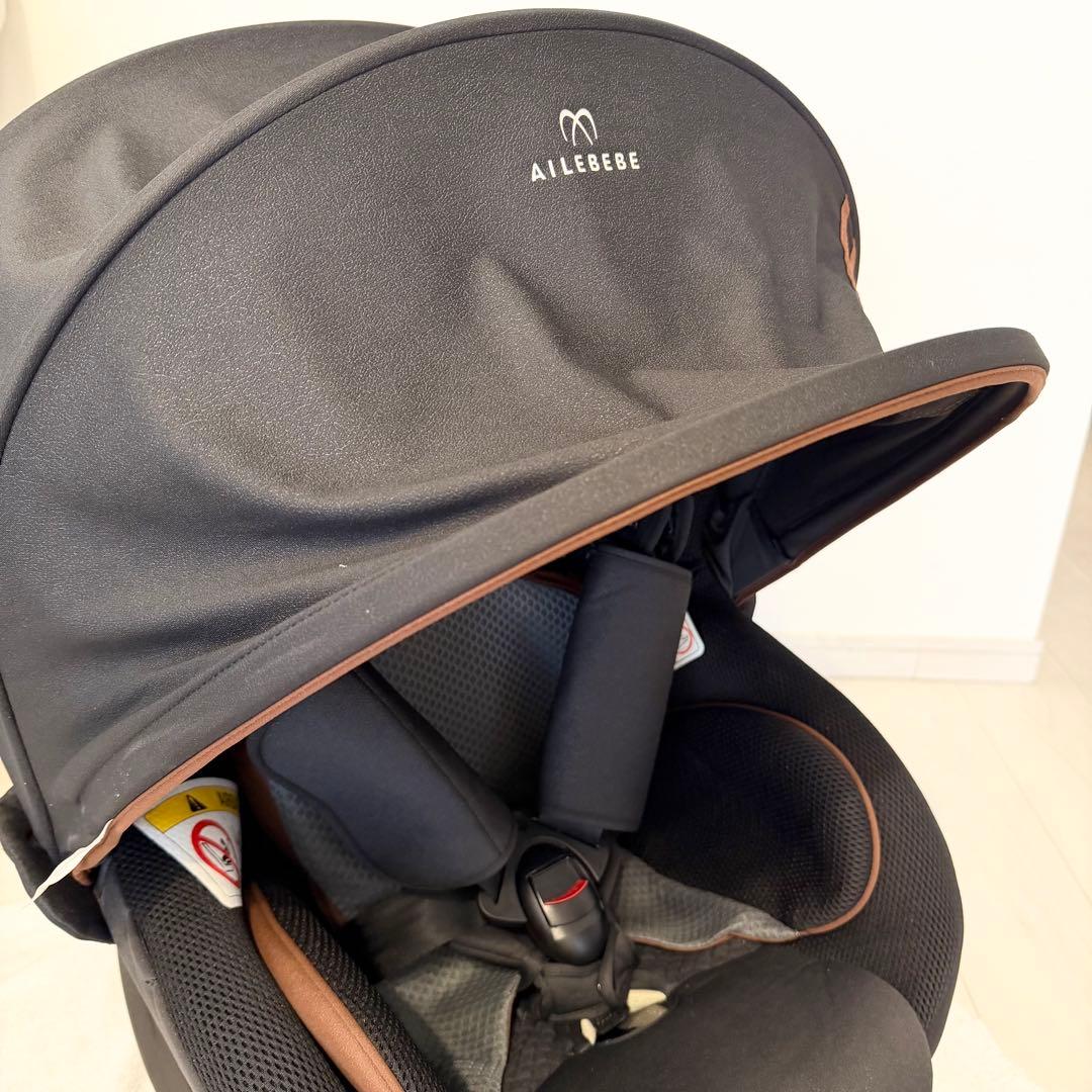 【美品】エールべべ クルットR ウィ リュクスブラック 新生児 チャイルドシート