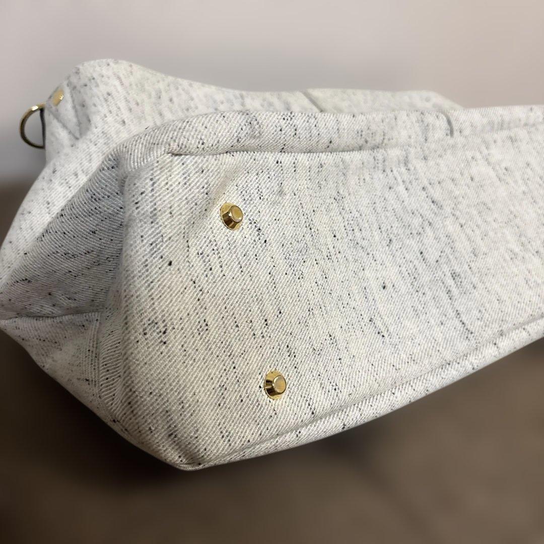 美品ATAOアタオ　エルヴィ2way ショルダーバッグ　ホワイトデニム