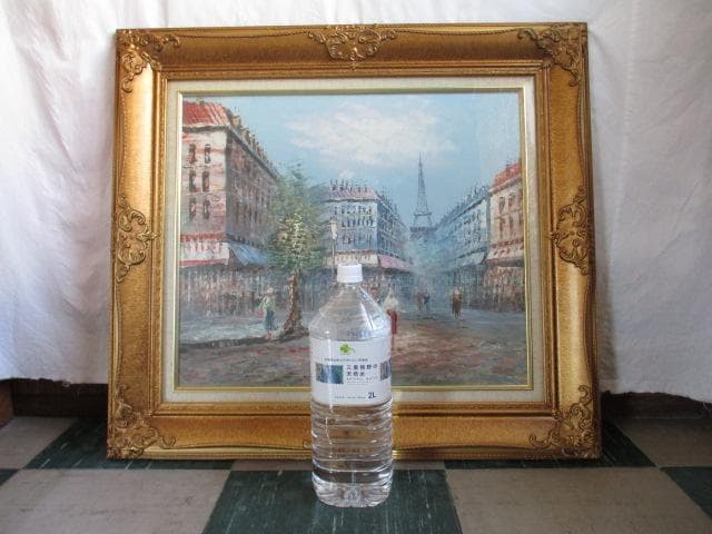油絵　絵画　額入り　肉筆　風景画　パリ　作者不明　大きい　ガラス込み　F10号