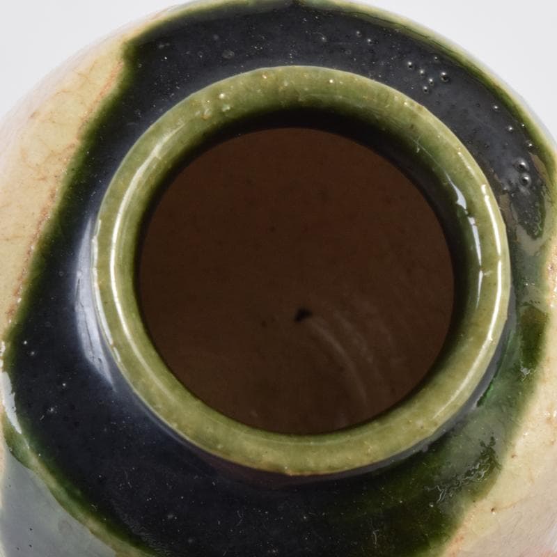 茶道具　瀬戸赤津焼　織部焼　山口正悟作　肩衝茶入　仕覆付　共箱　V　7081