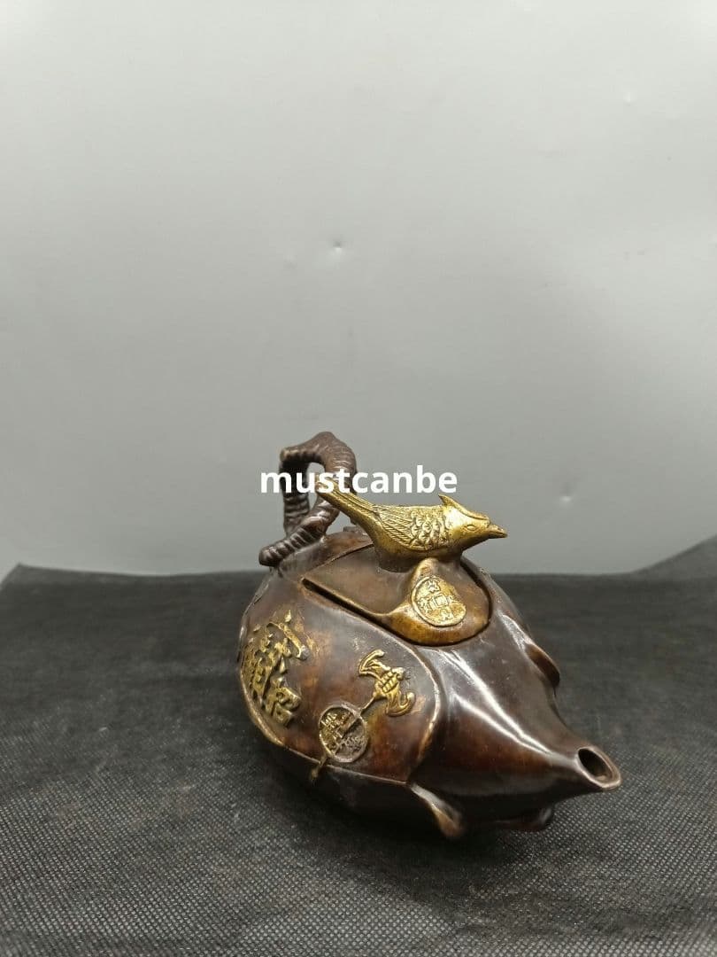 銅器 茶壺 樹枝茶壺 水筒 茶道具 煎茶器 工芸品 置物