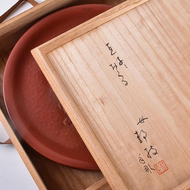 鎌倉彫　手彫　絵替鎌倉盆　丸盆　五枚　在銘　書付共箱　V　R8990B