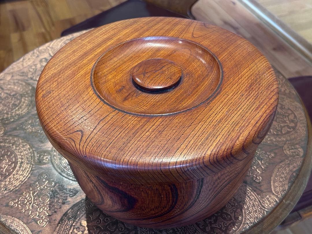 欅 無垢材 くり抜き 茶櫃 大型 木工 民藝