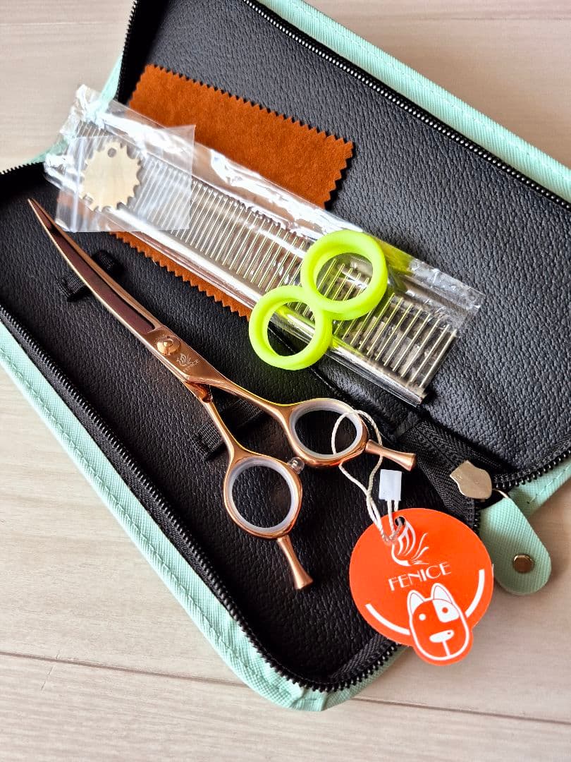 新品★フェニーチェ カーブシザー★ギザ刄 トリミングシザー6.5インチ