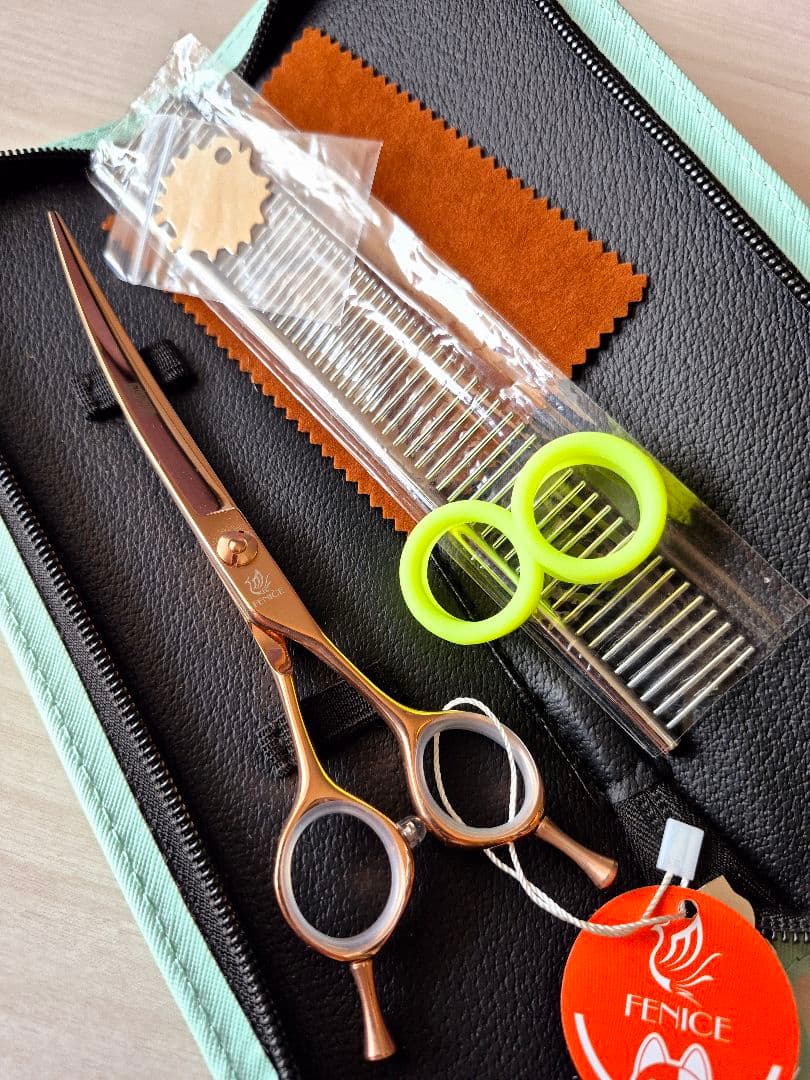 新品★フェニーチェ カーブシザー★ギザ刄 トリミングシザー6.5インチ