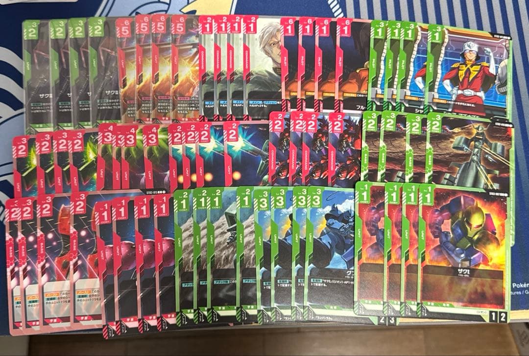 ガンダムカードゲーム　赤緑ジオンデッキ　ユニコーンガンダム　調整用セット販売