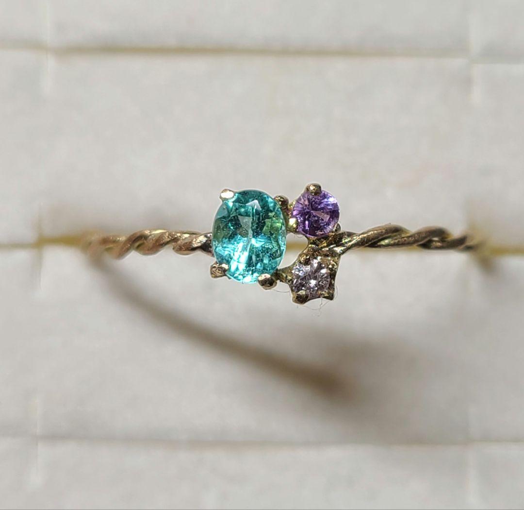 ミラノ★非加熱アイオライトサンストーン、パライバトルマリン★リングオーダー